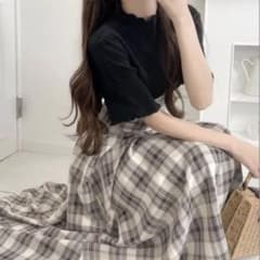 最終値下げ✴︎mily bilet プリーツドッキングチェックワンピース　Mサイズのサムネイル