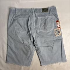 トゥルーレリジョン パッチワーク ダメージ加工 ハーフパンツ ライトブルー