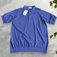 【未使用品】トゥモローランド シルク混 ニット ポロシャツ M ネイビー 未使用品】トゥモローランド シルク混 ニット ポロシャツ M ネイビー