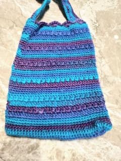 ★新作★【ハンドメイド】 クロシェ編み グラニーバッグ ブルー パープルのサムネイル
