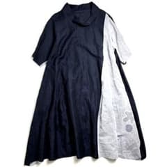 春夏【美品】慈雨/センソユニコ/刺繍デザインコットンリネンフレアロングワンピース 春夏【美品】慈雨/センソユニコ/刺繍デザインコットンリネンフレア