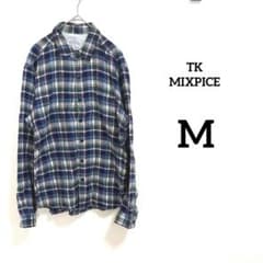 【TK MIXPICE】Men's Checkered Shirt, Size: M (Women's L)