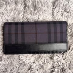 極美品　バーバリー　フラップ　長財布　ネイビー　ノバチェック　シャドーホース 極美品 バーバリー フラップ 長財布 ネイビー ノバチェック シャドー