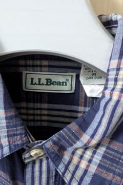 【未使用に近い】L.L.Bean チェック柄 半袖シャツ★サイズM★ブルーのサムネイル