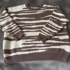 GRL ブラウンホワイトストライプニット