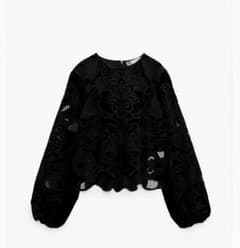 ZARA エンブロイダリー　ベルベット　ブラウスのサムネイル