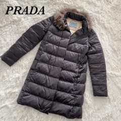 美品✨プラダ♡ダウンコート　フォックスファー　　38フード取り外し可能 美品✨プラダ♡ダウンコート フォックスファー 38フード取り外し可能