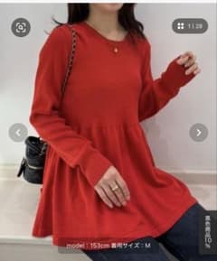 RANAN ペプラムニット Lサイズ レッドのサムネイル