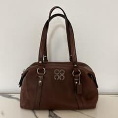 COACH コーチ ブラウン レザー ミニボストンバッグ ロゴ付き - メルカリ