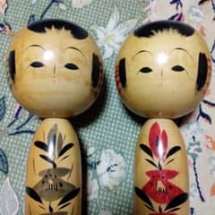 二代目鉄園作☆45.5㎝☆赤と黒のペア☆昭和レトロ☆白石 浜津千代子