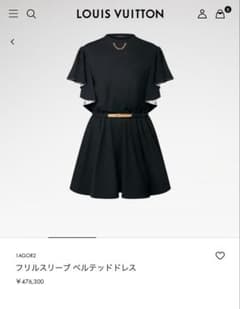 ルイヴィトン ワンピース フリルスリーブベルテッドドレス ブラック S