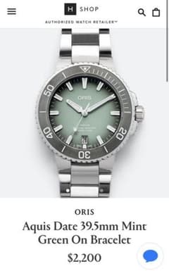 Oris Aquis Mint 39.5mm オリス　アクイスのサムネイル