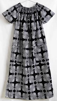 O/アフリカンバティックワンピース/オプアート/錯視/モノトーン O様専用/アフリカンバティックワンピース/オプアート/錯視/モノトーン