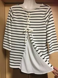 未使用   後ろが可愛い  Aライン7分丈トップス  Lのサムネイル