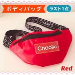 キッズ 子供用 ボディバッグ ショルダー ウエストポーチ ロゴ ミニバッグ 赤