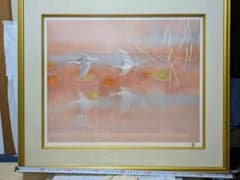 上村淳之 「鴫（秋）」 リトグラフ 118/200 保証書付 日本芸術院賞受賞