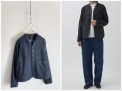 美品 2025秋冬 パラスパレス 撚り杢インディゴコットン スタンド襟