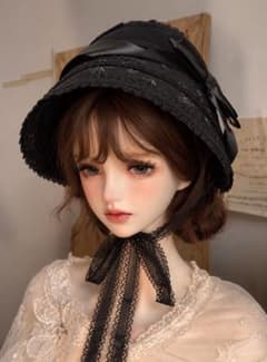 ロリータファッション用 ボンネット ブラックのサムネイル