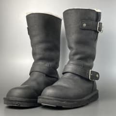 秋冬【美品】22cm UGG アグ サッター　ブラック　レザーエンジニアブーツ