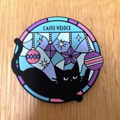 Caffe Veloce 黒ねこ ラバーコースター１枚のサムネイル