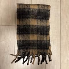 シャギーニット マフラー チェック柄 ブラウンのサムネイル