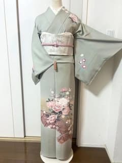 おすすめ美品 裄丈長め 単衣 正絹訪問着 フルセット4点 西陣 袋帯
