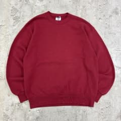 90s USA製　JERZEES　クルーネックスウェット　M　レッド　無地　古着