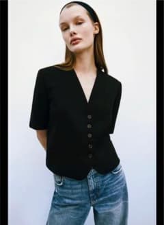 ZARA ノーカラー クロップド ブレザー Mのサムネイル