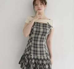 ワンピース andmary Karen check mini dress beige andmary Karen check mini dress beige S - メルカリ