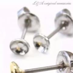 チタンポスト＆キャッチ 皿4mm 本ロジウム ペア5点のサムネイル