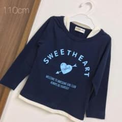 110 重ね着風 レイヤード ロンT 長袖 Tシャツ ネイビー 100のサムネイル