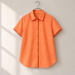ジョルジュレッシュ 薄手半袖シャツ 綿100% オレンジ 38　レトロ古着