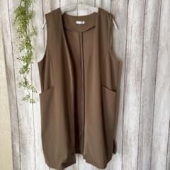 ロングベスト ジレ ベージュブラウンのサムネイル
