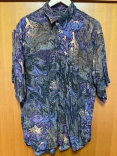 柄シャツ 古着 紫マーブル柄のサムネイル