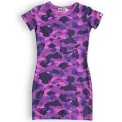 極美品　A BATHING APE ア　ベイシングエイプ　ワンピース　紫　迷彩 極美品 A BATHING APE ア ベイシングエイプ ワンピース 紫 迷彩