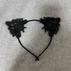 黒 レース猫耳 ヘアバンドのサムネイル