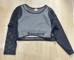 黒 メッシュ クロップド トップスのサムネイル