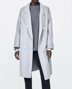 ZARA】ダブルブレストコート グレー - メルカリ