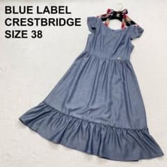 美品】ブルーレーベルクレストブリッジ ワンピース チェック リボン