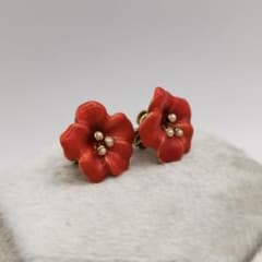 Vintage "Cloisonné Enamel-Painted 925 Silver Plated Camellia Flower Earrings"