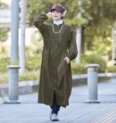 レディース高撥水シェルワンピースコート　ワークマン　ダークグリーン　L