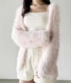 Heather シャイニーシャギーカーディガン ピンクのサムネイル