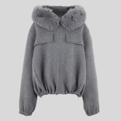 yonfa ヨンファ ウールカシミヤフードコート グレー - メルカリ