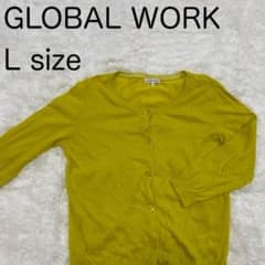 GLOBAL WORK グローバルワーク 麻混 カーディガン L イエロー7分袖のサムネイル