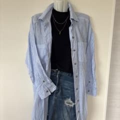 H&M リネンストライプロングシャツ♡のサムネイル