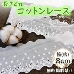 【約8cm幅】2m コットンレース 白 ドット 手芸 綿 レース ハンドメイドのサムネイル