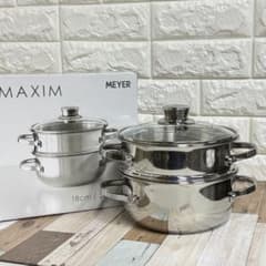 マイヤー　MAXIM スチーマーセットスレンレス両手鍋 18cm MEYER マキシムSS ステンレススチーマーセット 18cm マイヤー - メルカリ