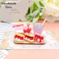 苺のスイーツセット ミニチュアスイーツ フェイクフード 【046