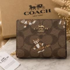 COACH 二つ折り財布 シグネチャー 猫柄 コンパクトウォレット 新品未