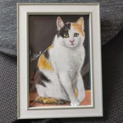 猫 手描きミニ絵画 原画一点物（フレーム付き） - メルカリ